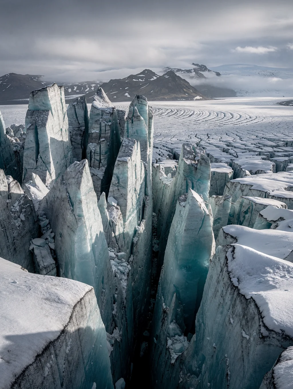 Vatnajökull ice cavern crystalline blue glacial compression